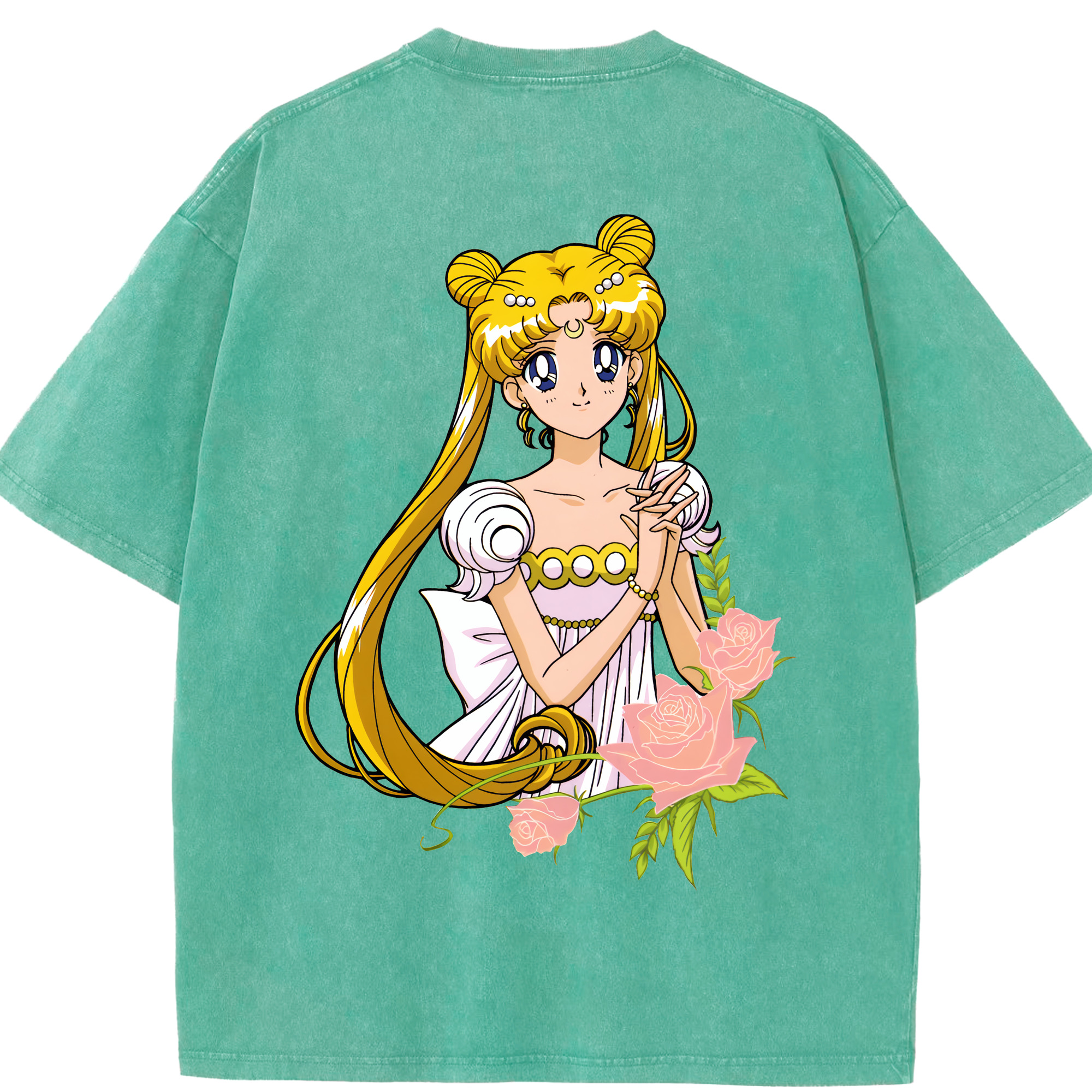 （画像用） 美少女戦士セーラームーン 愛野 美奈子 あいの みなこ Sailor Moon Aino Minako 綿100% ヴィンテージ風 半袖Tシャツ（背面プリント）